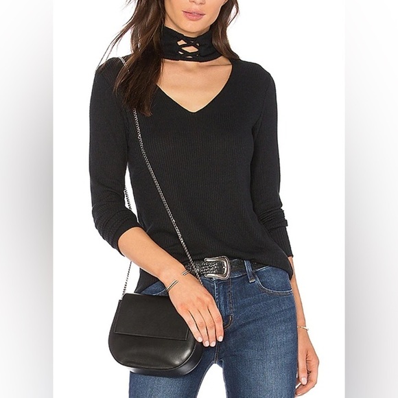 LNA Laced Up Turtleneck Long Sleeve Tee - Picture 1 of 8